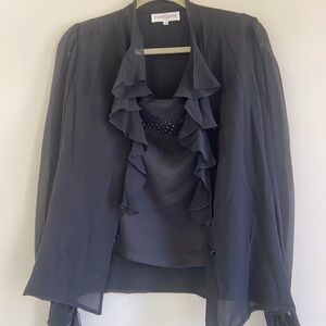 Elegant Black Embellished Women's Camisole & Jacket